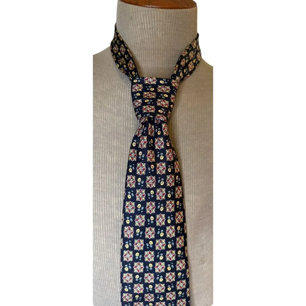 100% Silk Necktie by Leonardo Strelli for Tie Rack Made in Great Britain